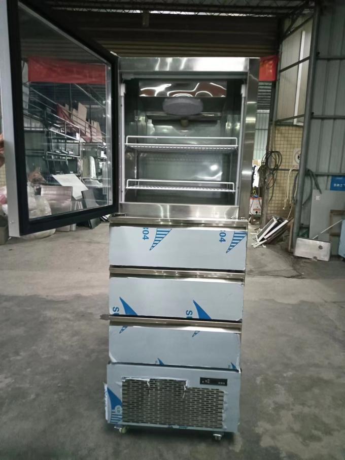 Американский вертикальный холодильник верхняя стеклянная дверь нижние ящики с 110V / 60Hz для кухонного использования 1
