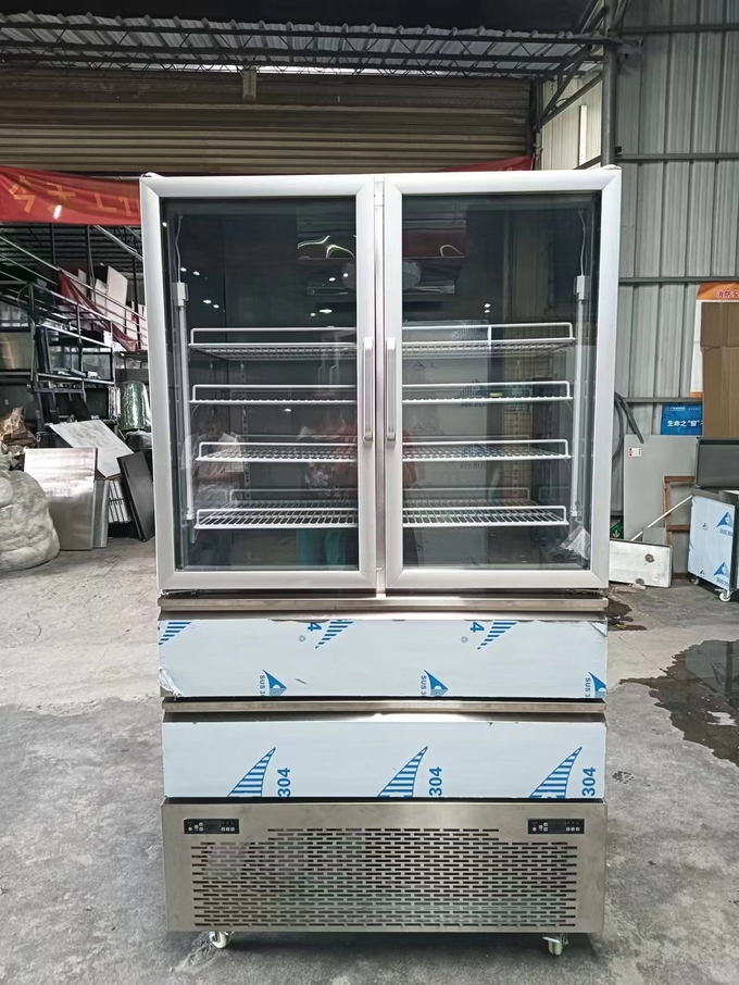 Вертикальный холодильник 2 Стеклянные двери для морозильной камеры 2 ящики для холодильника для кухни с 110V / 60Hz 0