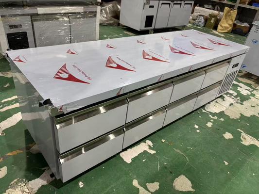 Коммерческий стол с 8 ящиками под прилавок, кухонный верстак, холодильник