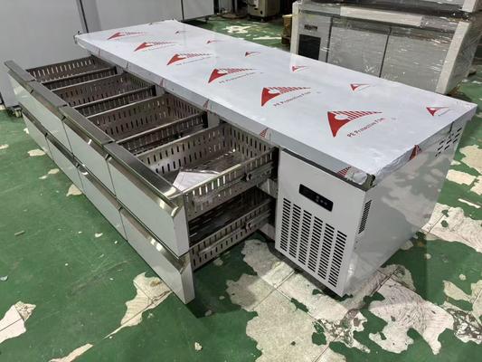 Коммерческий стол с 8 ящиками под прилавок, кухонный верстак, холодильник