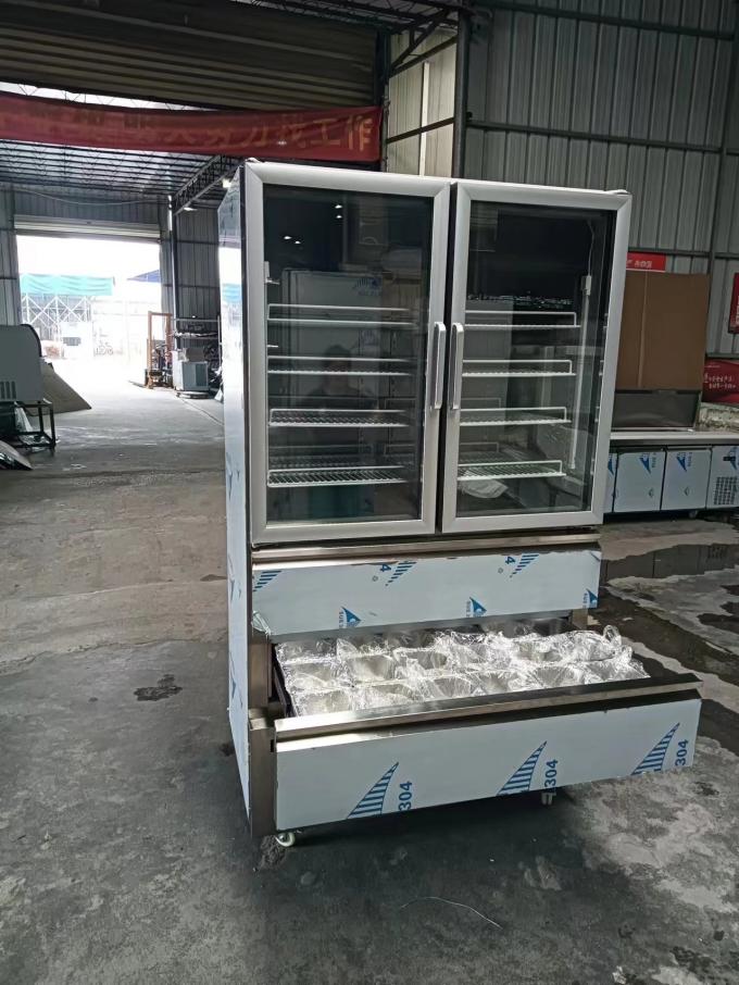 Вертикальный холодильник 2 Стеклянные двери для морозильной камеры 2 ящики для холодильника для кухни с 110V / 60Hz 1